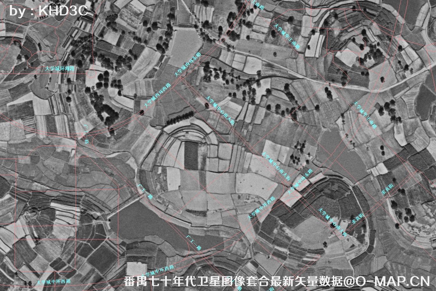 广东省番禺区七十年代历史卫星图像&Keyhole锁眼卫星图像