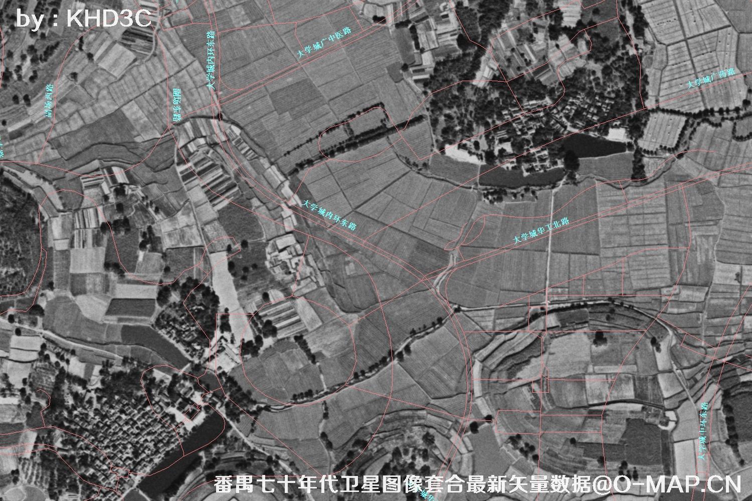 广东省番禺区七十年代历史卫星图像&Keyhole锁眼卫星图像