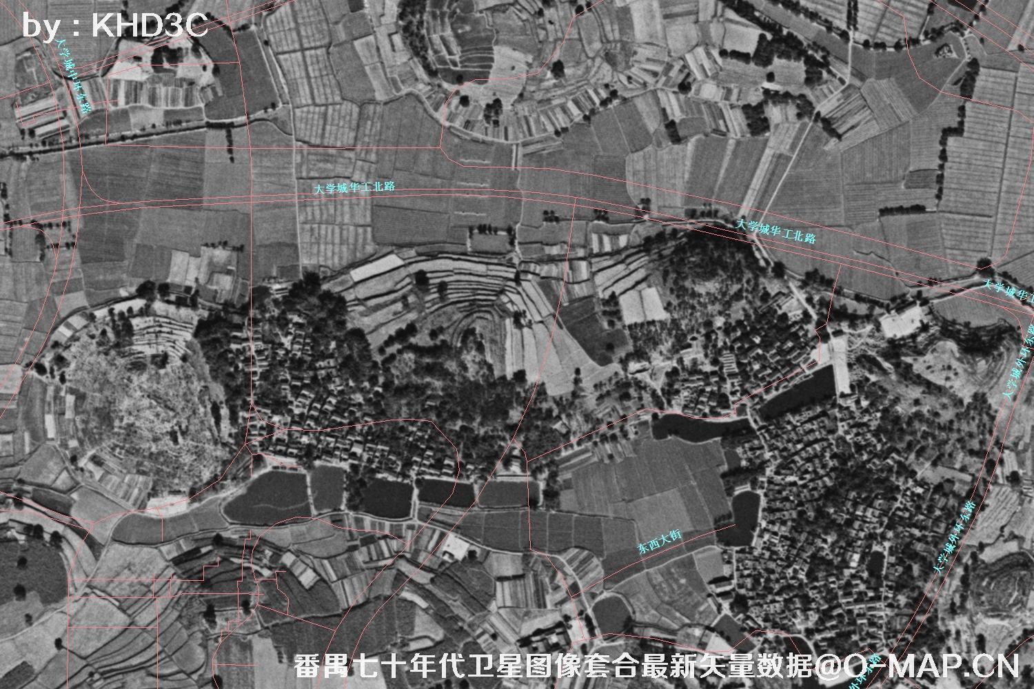 广东省番禺区七十年代历史卫星图像&Keyhole锁眼卫星图像