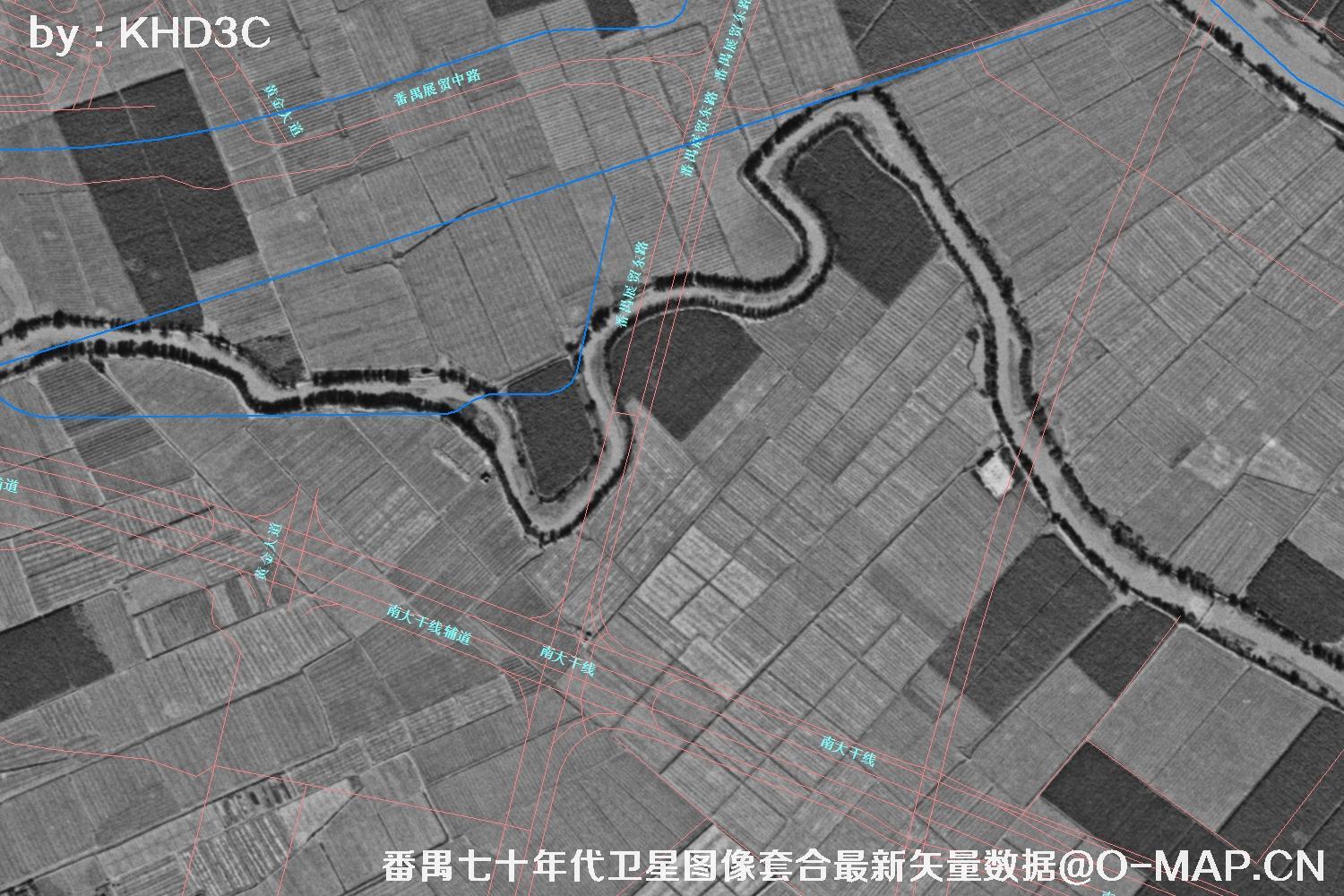 广东省番禺区七十年代历史卫星图像&Keyhole锁眼卫星图像