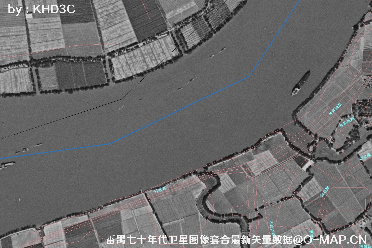 广东省番禺区七十年代历史卫星图像&Keyhole锁眼卫星图像