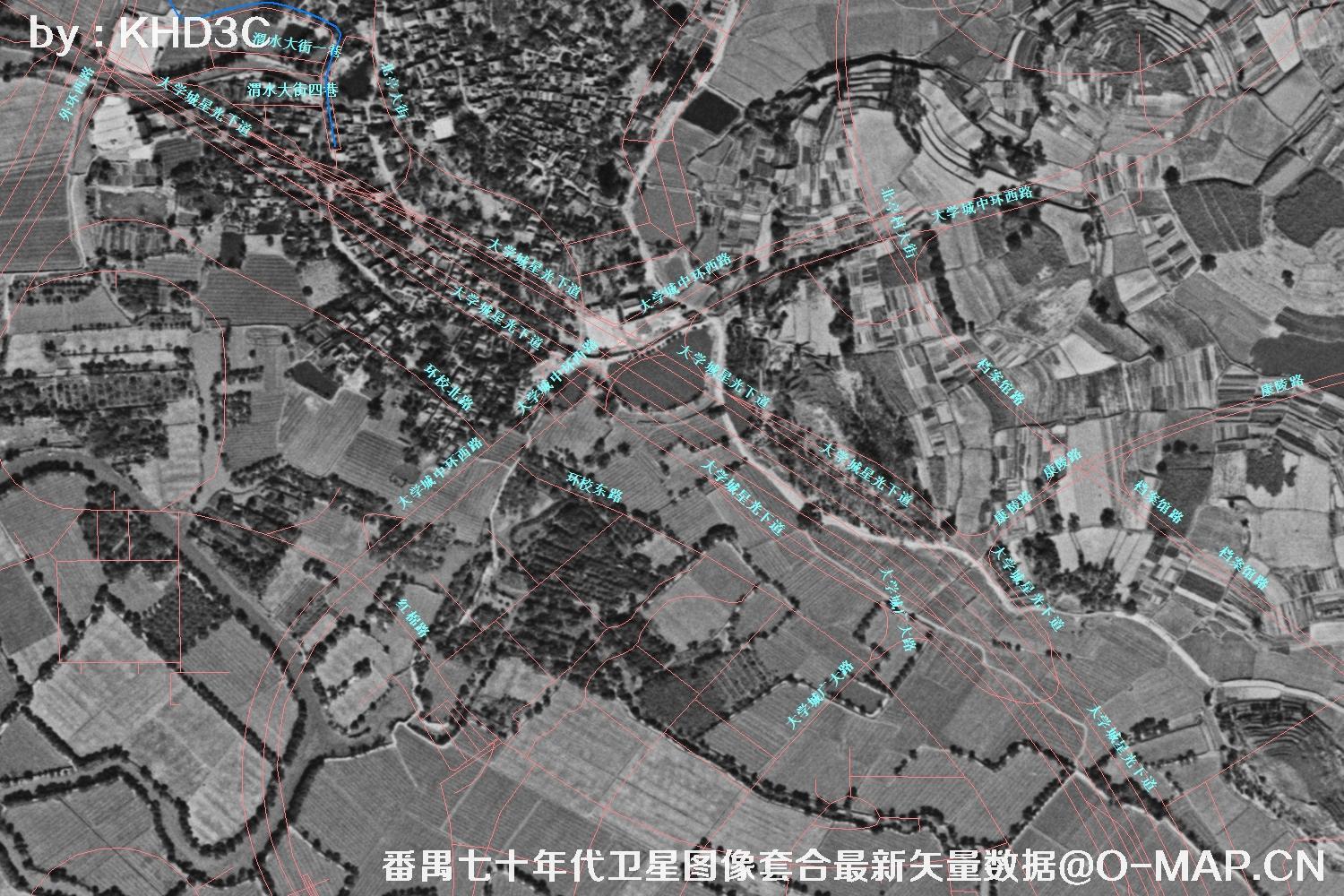 广东省番禺区七十年代历史卫星图像&Keyhole锁眼卫星图像