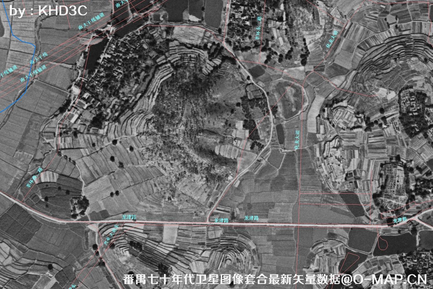 广东省番禺区七十年代历史卫星图像&Keyhole锁眼卫星图像