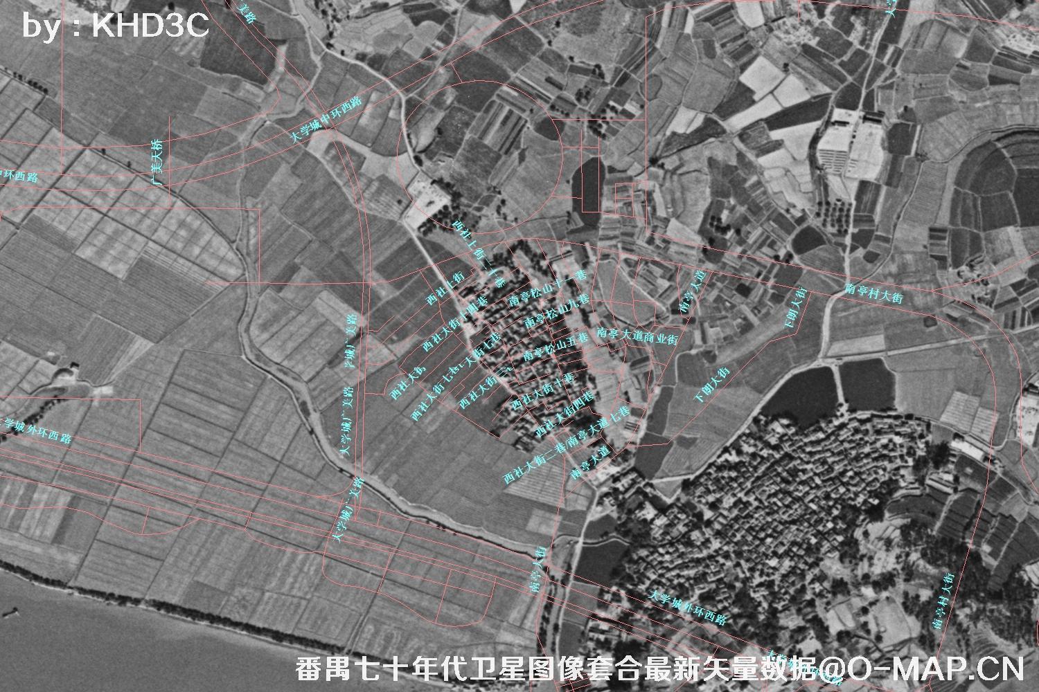 广东省番禺区七十年代历史卫星图像&Keyhole锁眼卫星图像