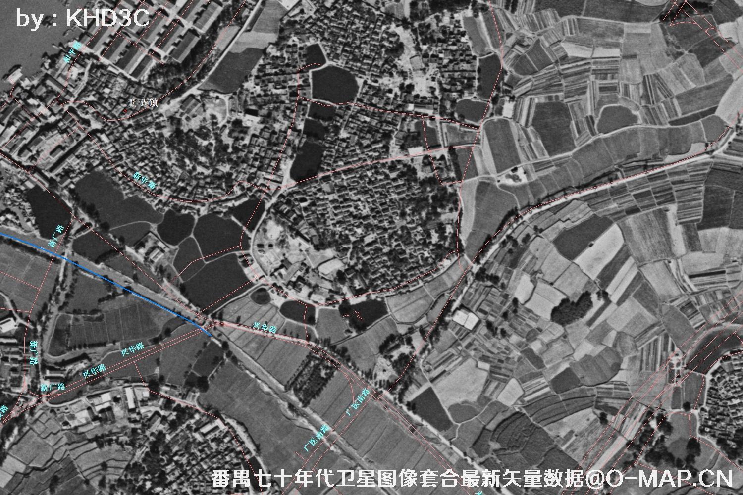 广东省番禺区七十年代历史卫星图像&Keyhole锁眼卫星图像