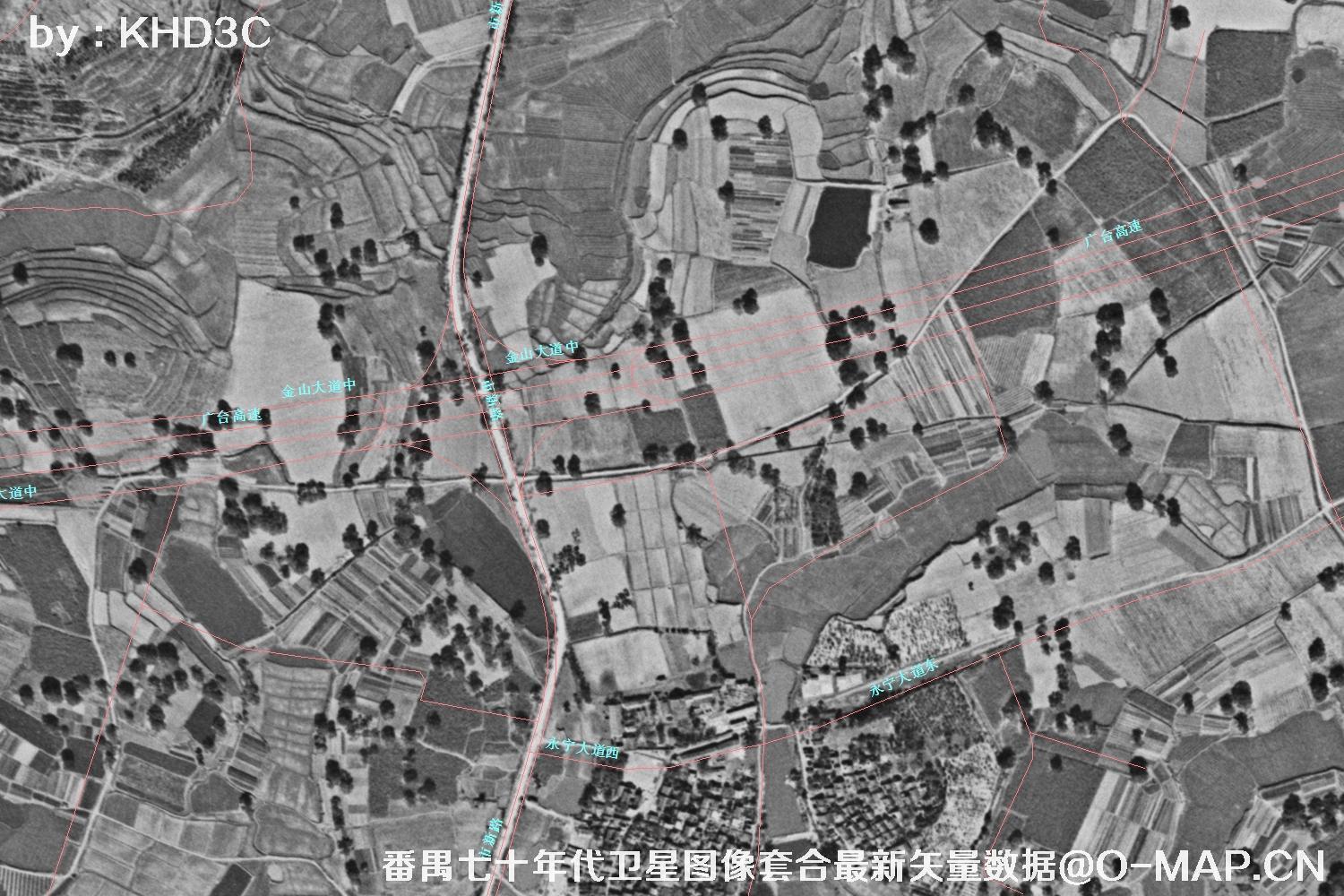 广东省番禺区七十年代历史卫星图像&Keyhole锁眼卫星图像