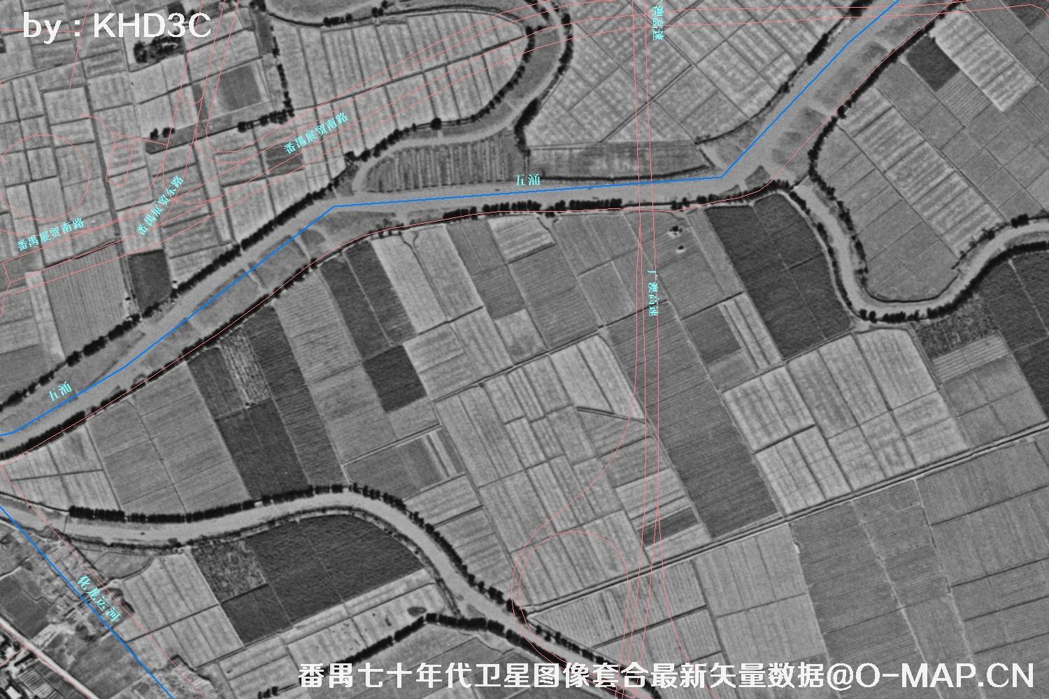 广东省番禺区七十年代历史卫星图像&Keyhole锁眼卫星图像