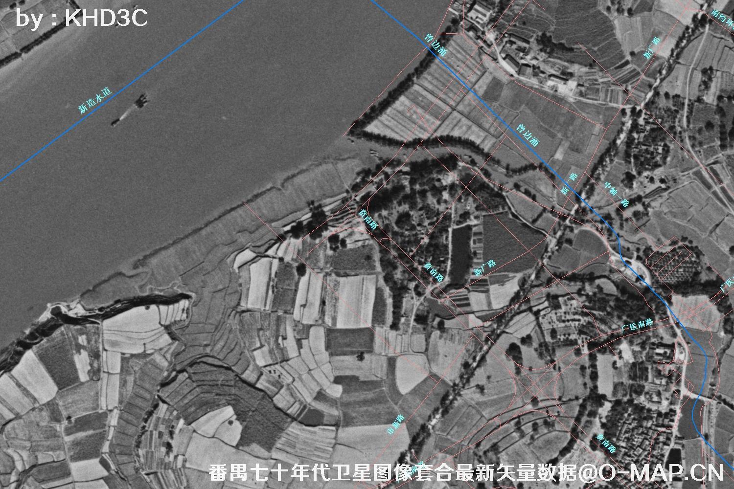 广东省番禺区七十年代历史卫星图像&Keyhole锁眼卫星图像