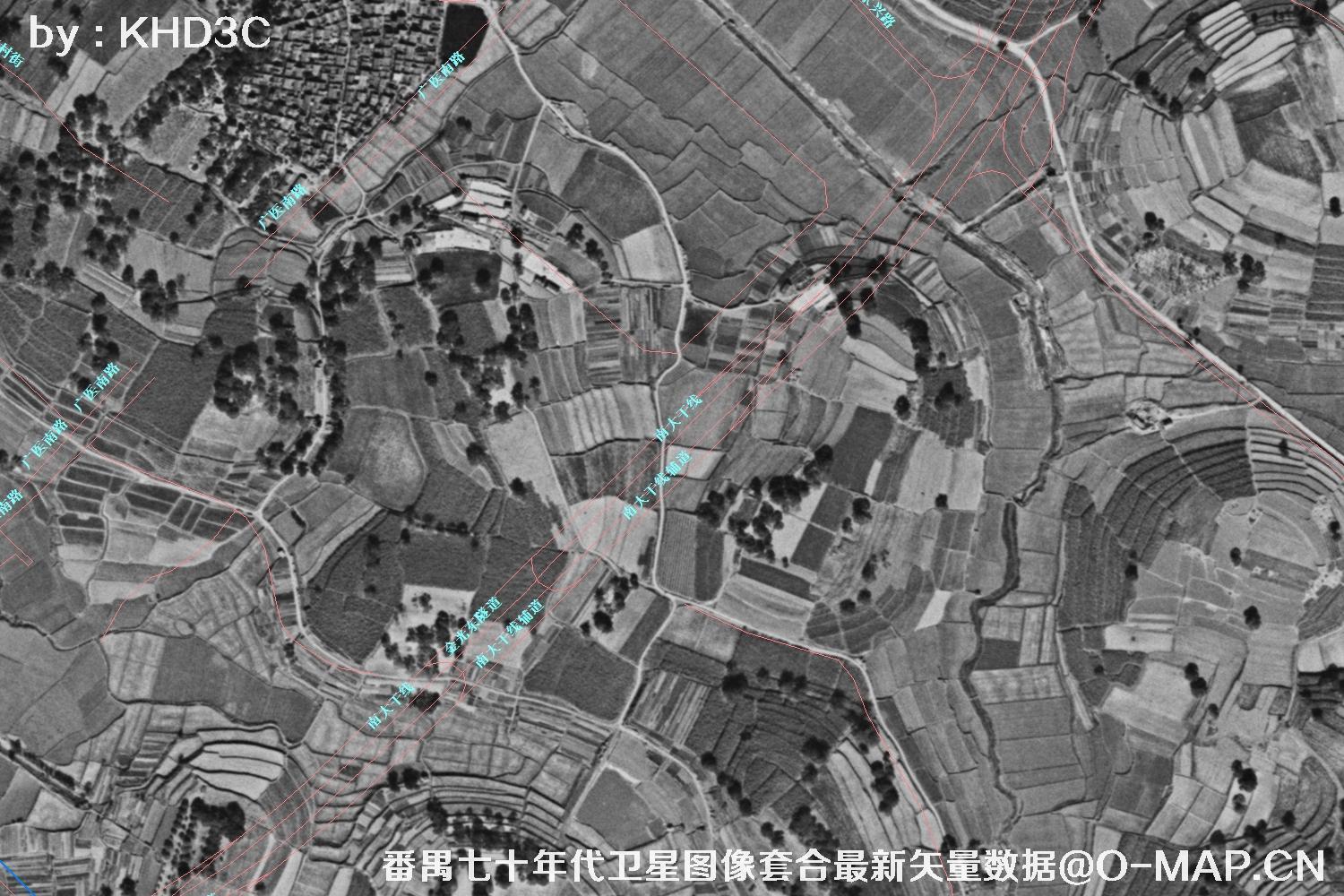 广东省番禺区七十年代历史卫星图像&Keyhole锁眼卫星图像
