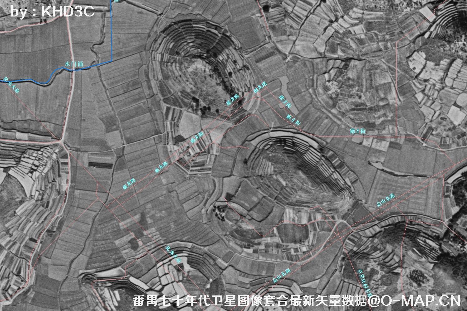 广东省番禺区七十年代历史卫星图像&Keyhole锁眼卫星图像