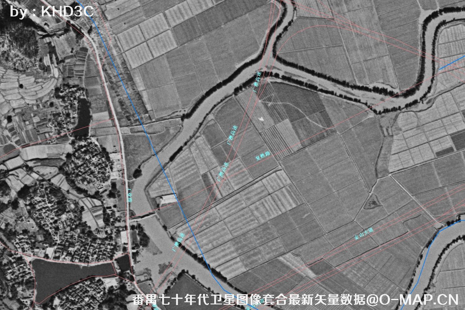 广东省番禺区七十年代历史卫星图像&Keyhole锁眼卫星图像