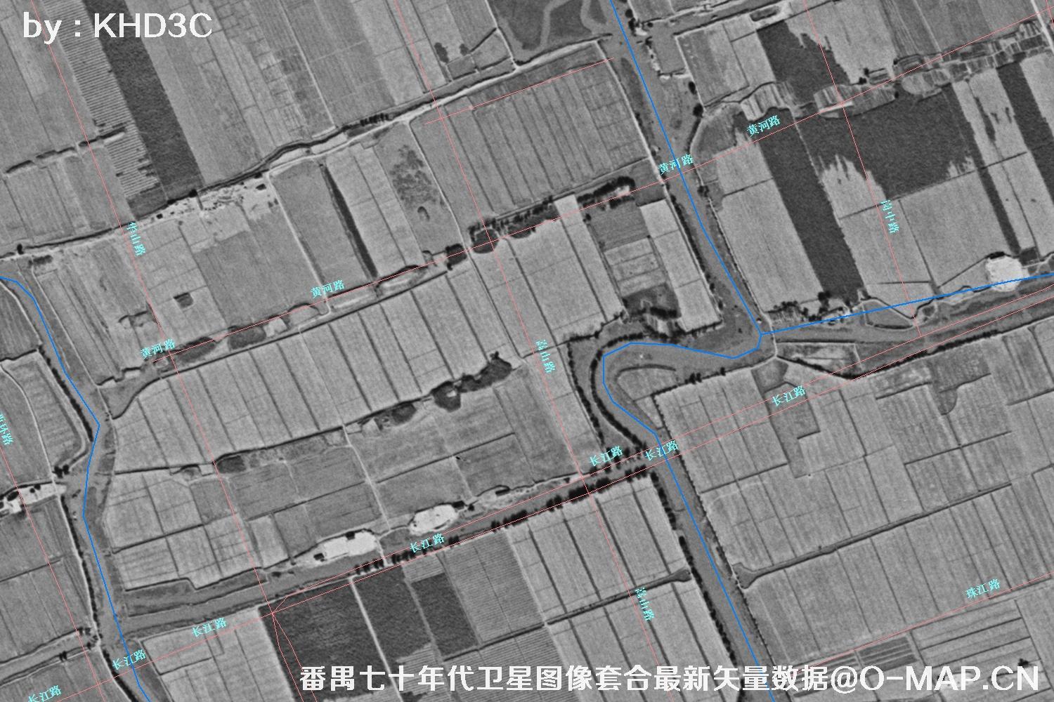 广东省番禺区七十年代历史卫星图像&Keyhole锁眼卫星图像