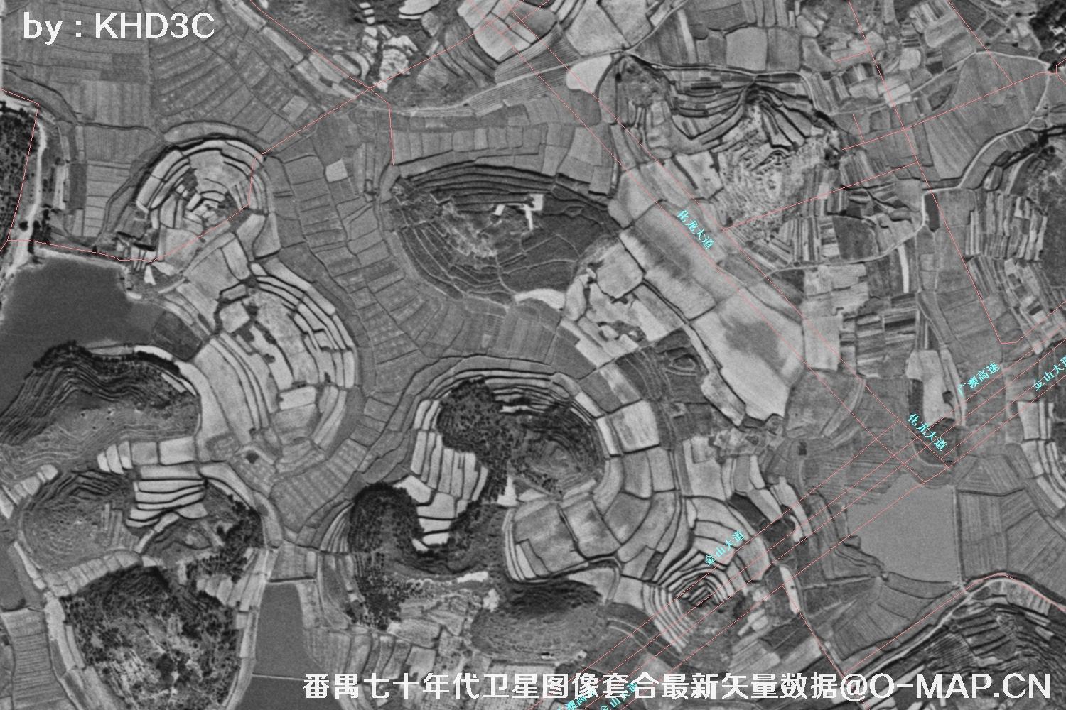 广东省番禺区七十年代历史卫星图像&Keyhole锁眼卫星图像