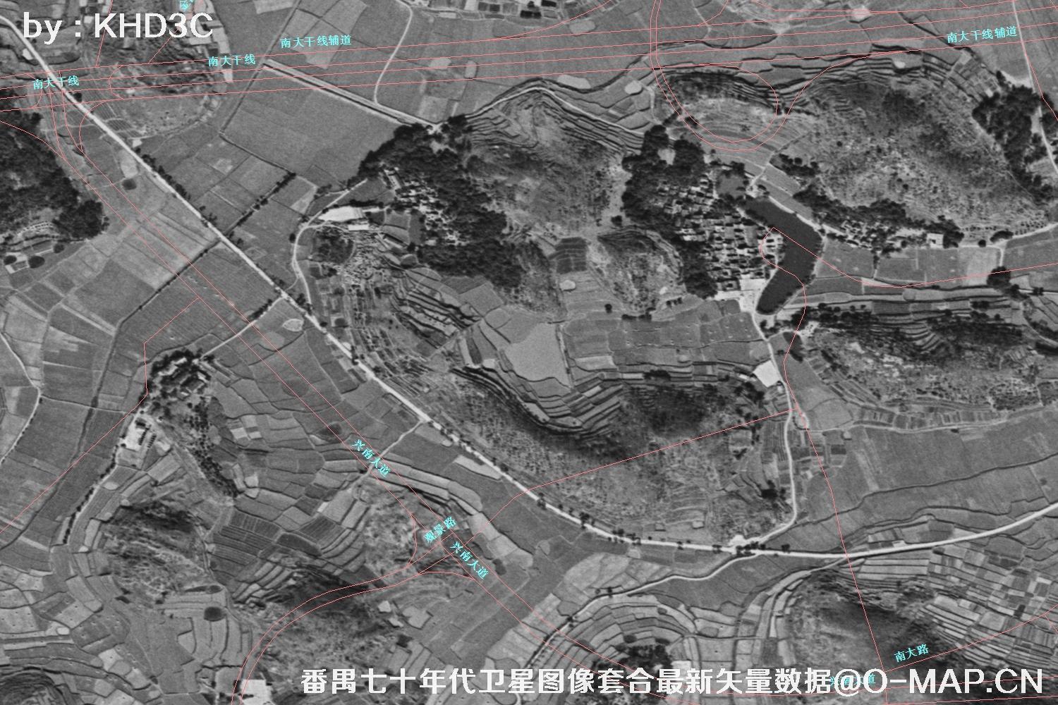 广东省番禺区七十年代历史卫星图像&Keyhole锁眼卫星图像