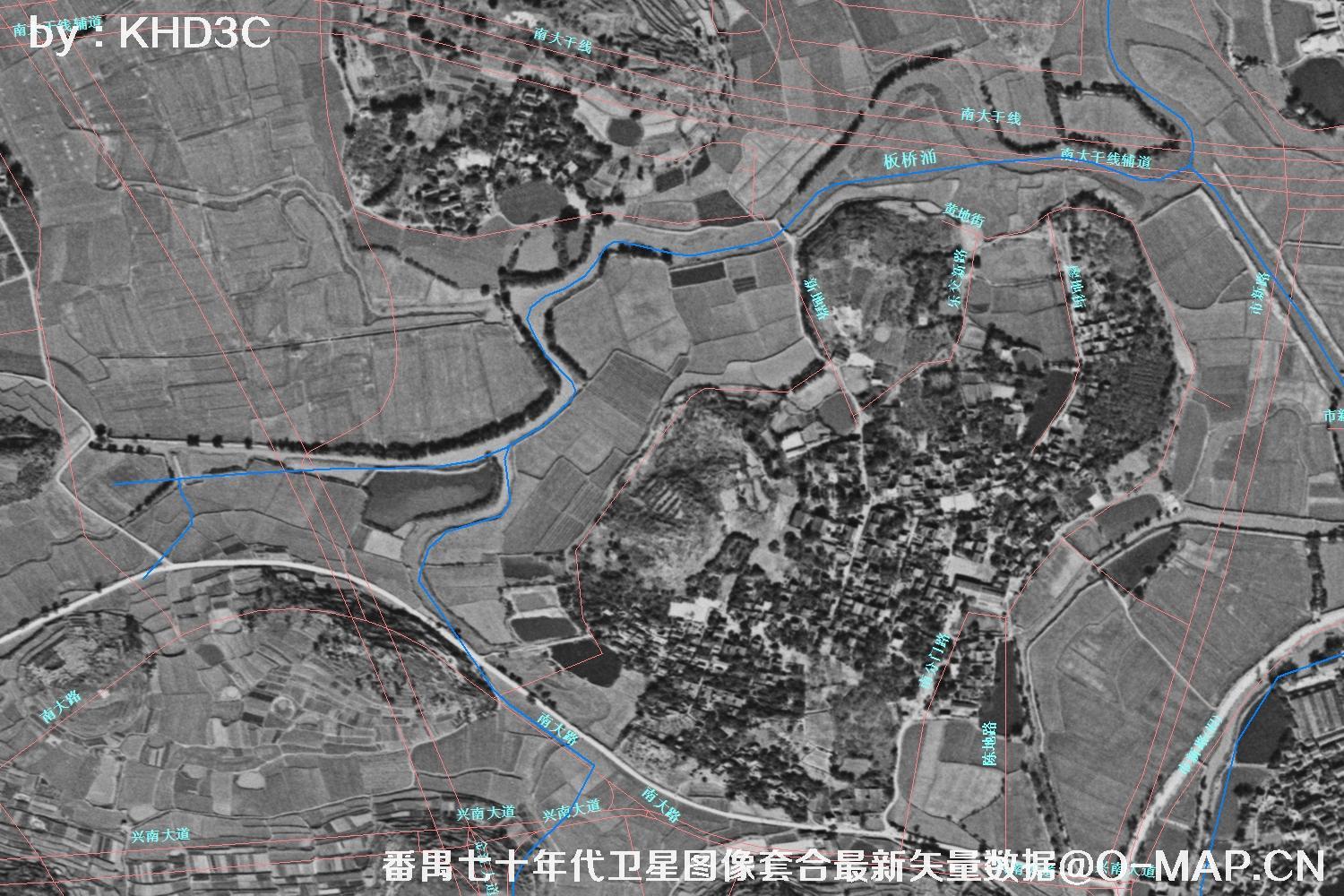广东省番禺区七十年代历史卫星图像&Keyhole锁眼卫星图像