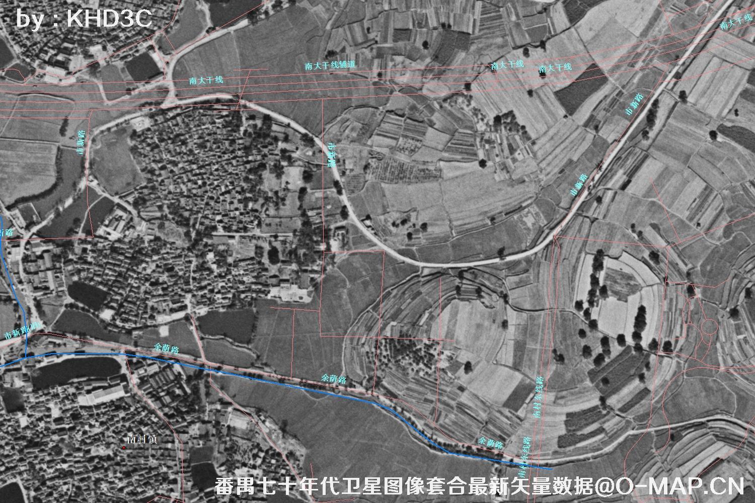 广东省番禺区七十年代历史卫星图像&Keyhole锁眼卫星图像