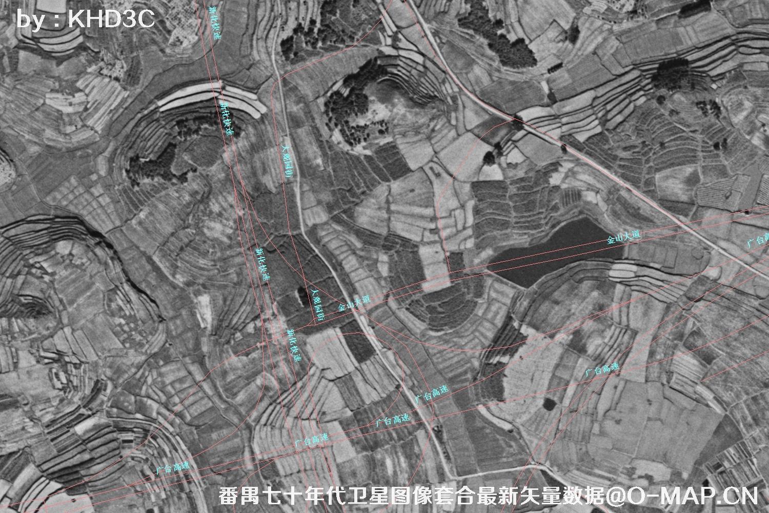 广东省番禺区七十年代历史卫星图像&Keyhole锁眼卫星图像