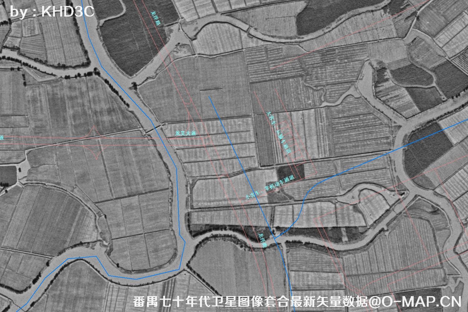 广东省番禺区七十年代历史卫星图像&Keyhole锁眼卫星图像
