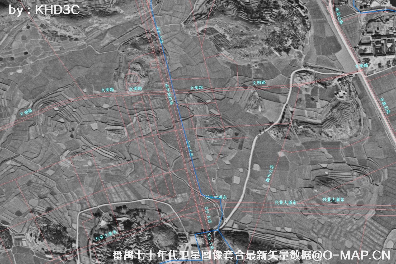 广东省番禺区七十年代历史卫星图像&Keyhole锁眼卫星图像