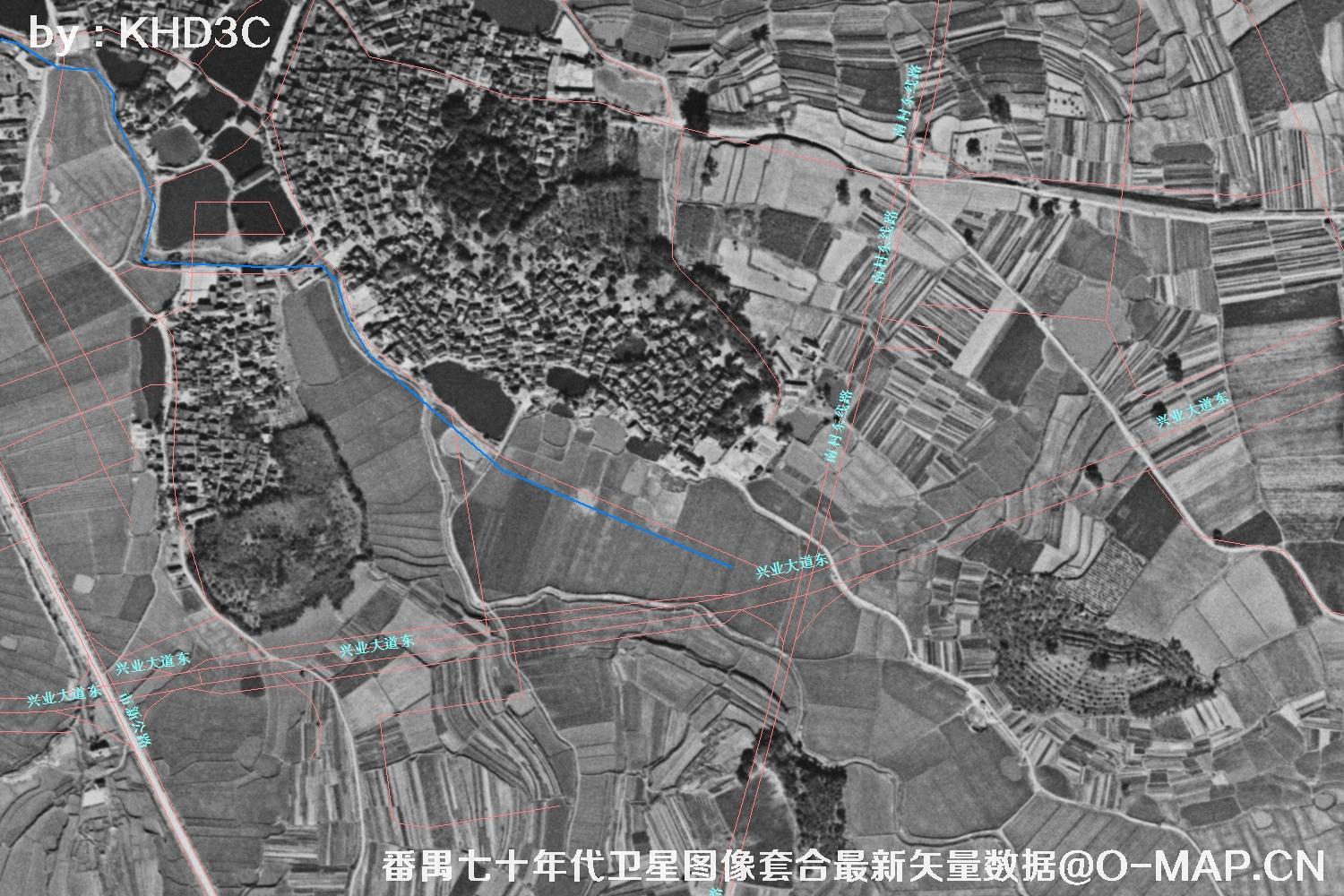 广东省番禺区七十年代历史卫星图像&Keyhole锁眼卫星图像
