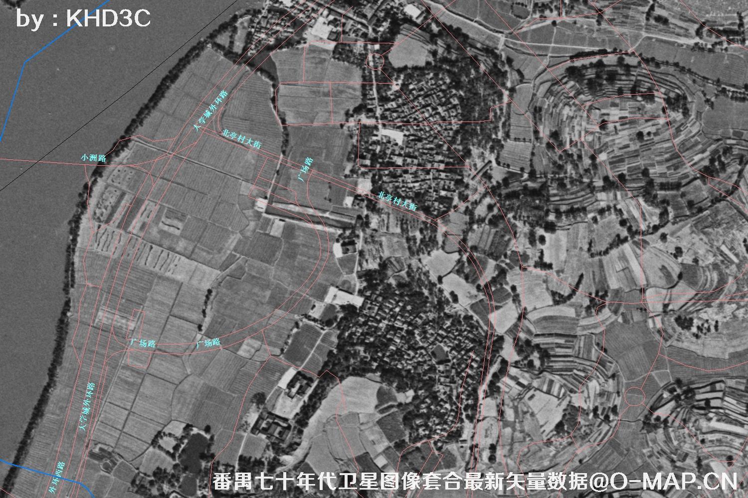 广东省番禺区七十年代历史卫星图像&Keyhole锁眼卫星图像