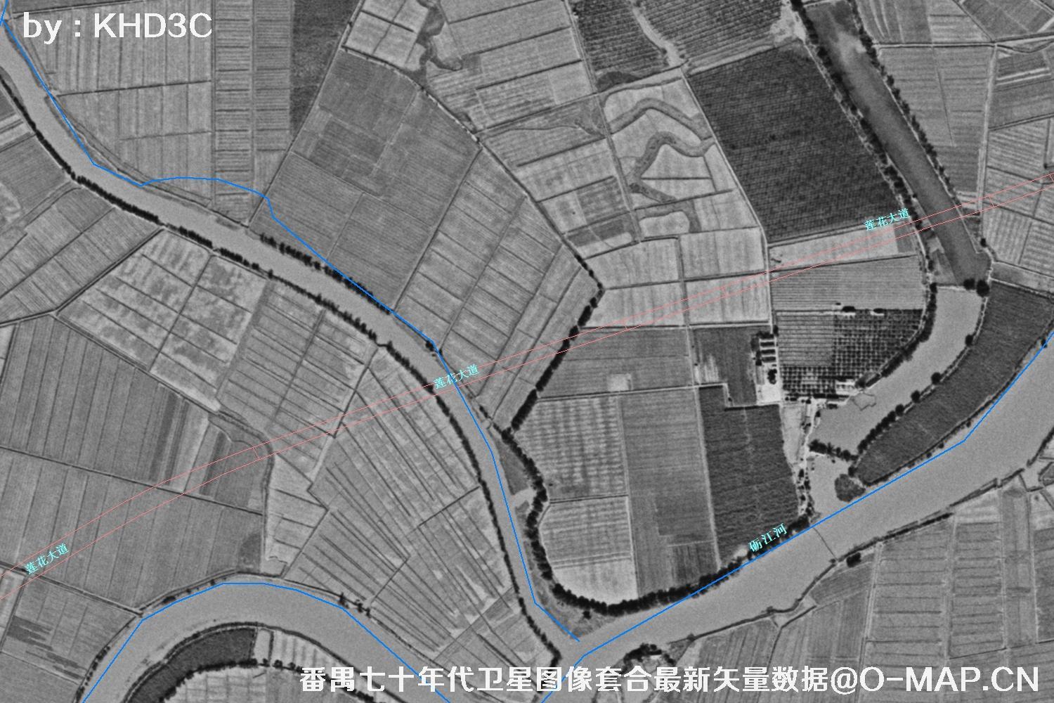 广东省番禺区七十年代历史卫星图像&Keyhole锁眼卫星图像