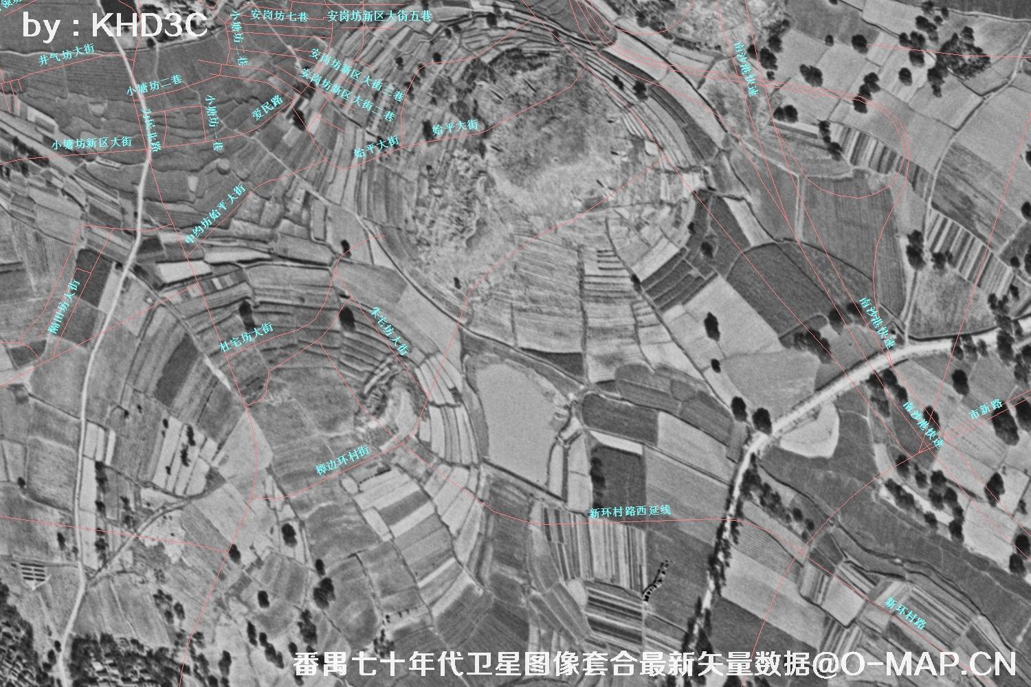 广东省番禺区七十年代历史卫星图像&Keyhole锁眼卫星图像