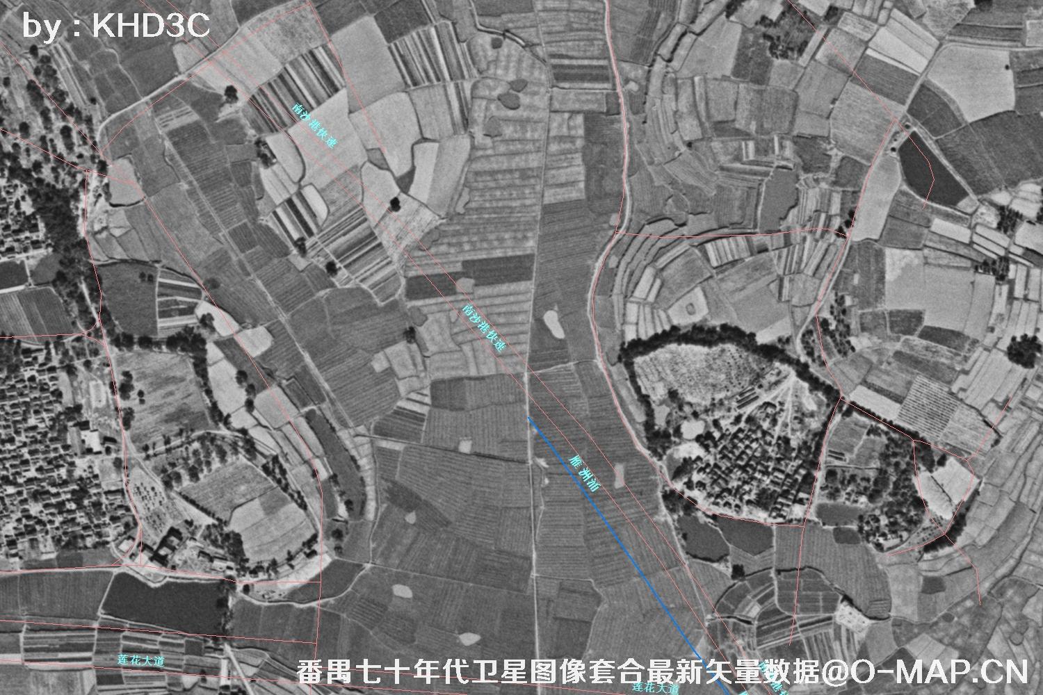 广东省番禺区七十年代历史卫星图像&Keyhole锁眼卫星图像