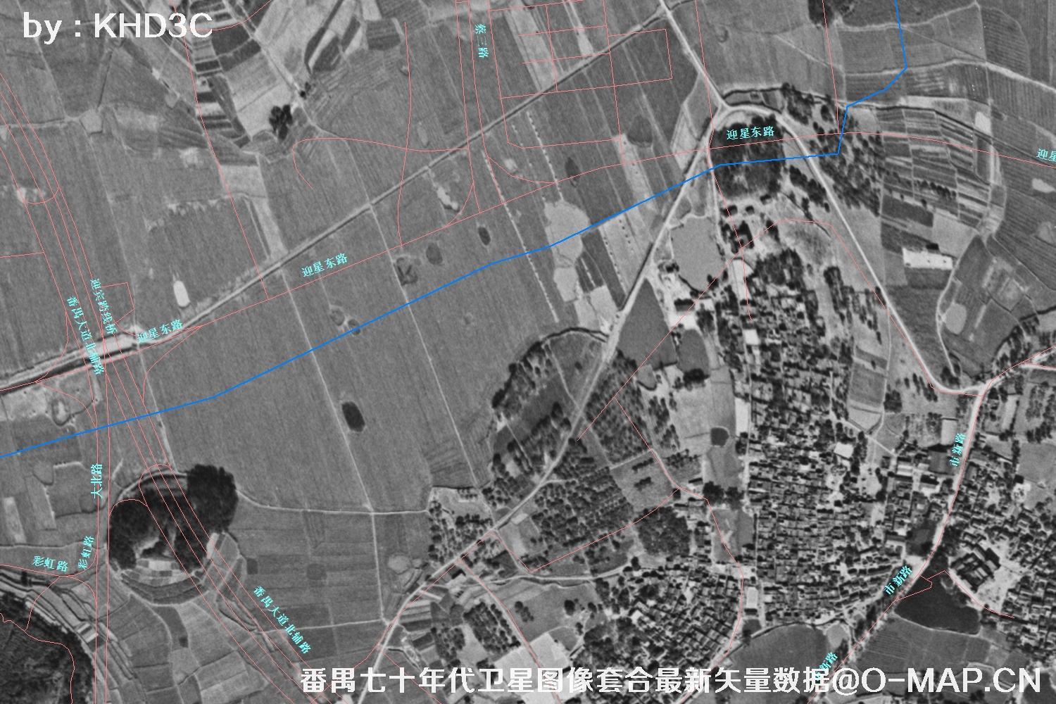 广东省番禺区七十年代历史卫星图像&Keyhole锁眼卫星图像