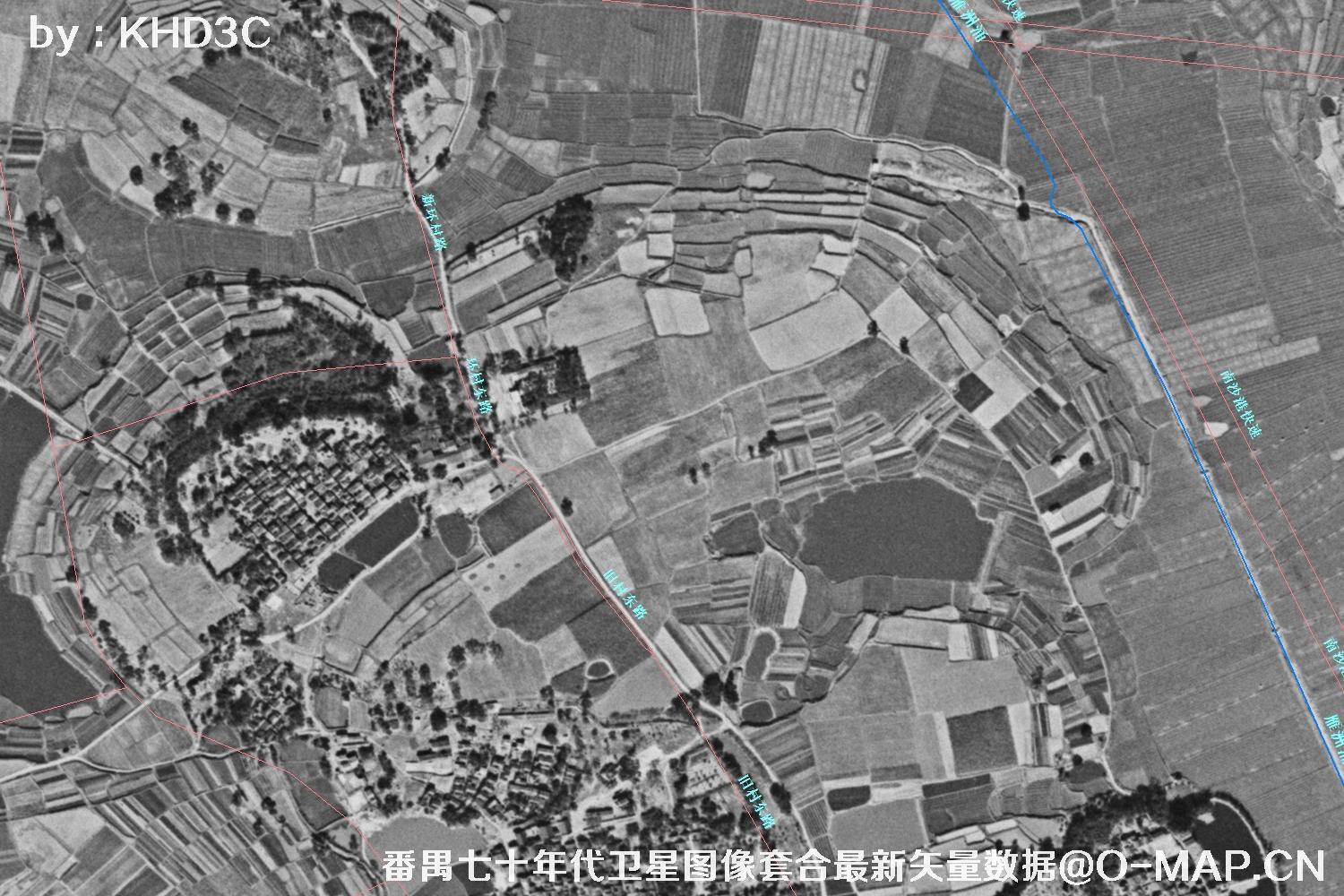 广东省番禺区七十年代历史卫星图像&Keyhole锁眼卫星图像