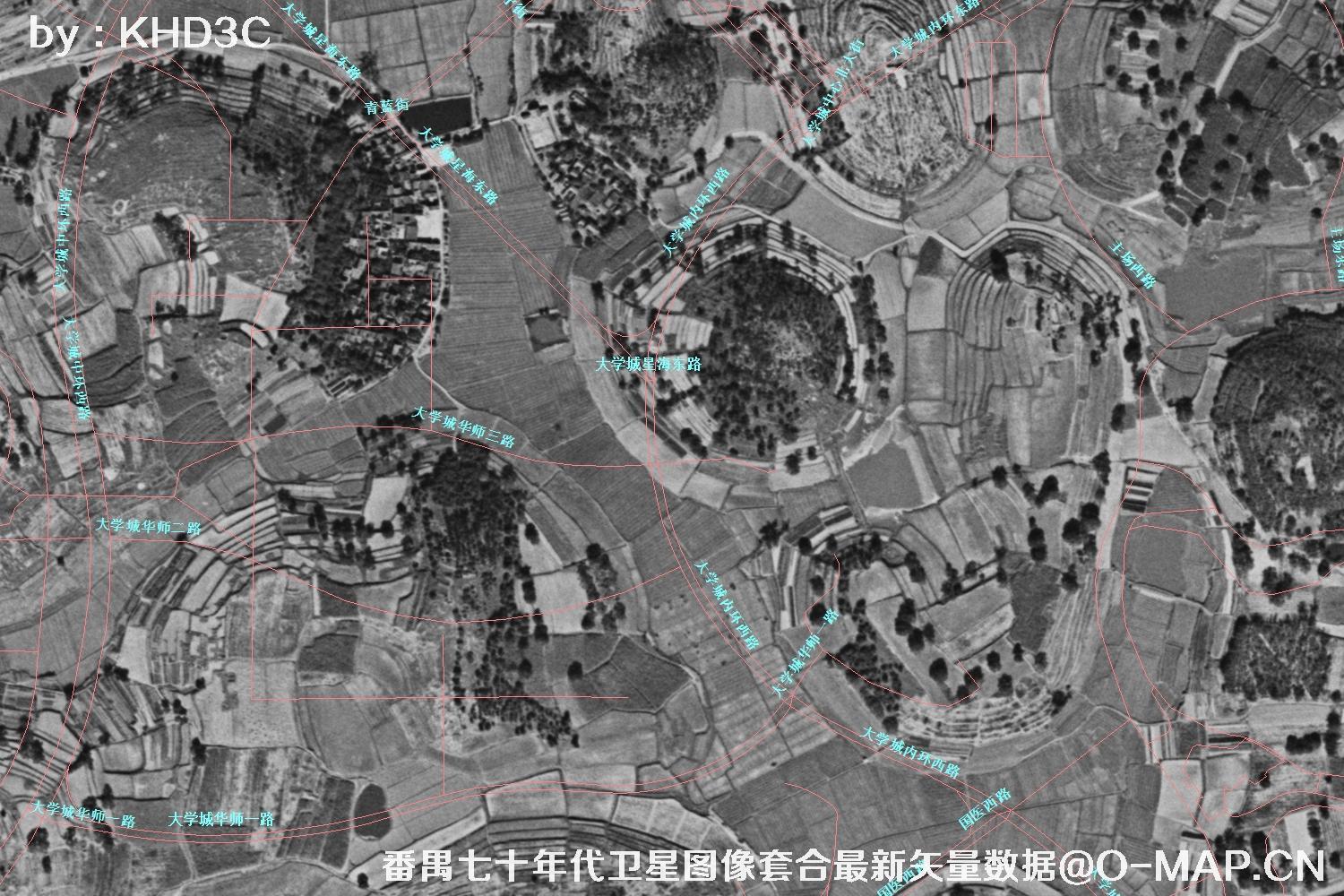 广东省番禺区七十年代历史卫星图像&Keyhole锁眼卫星图像