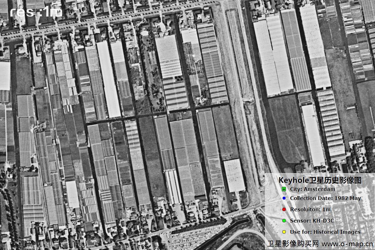 锁眼卫星1982年5月份拍摄的荷兰阿姆斯特丹历史影像图