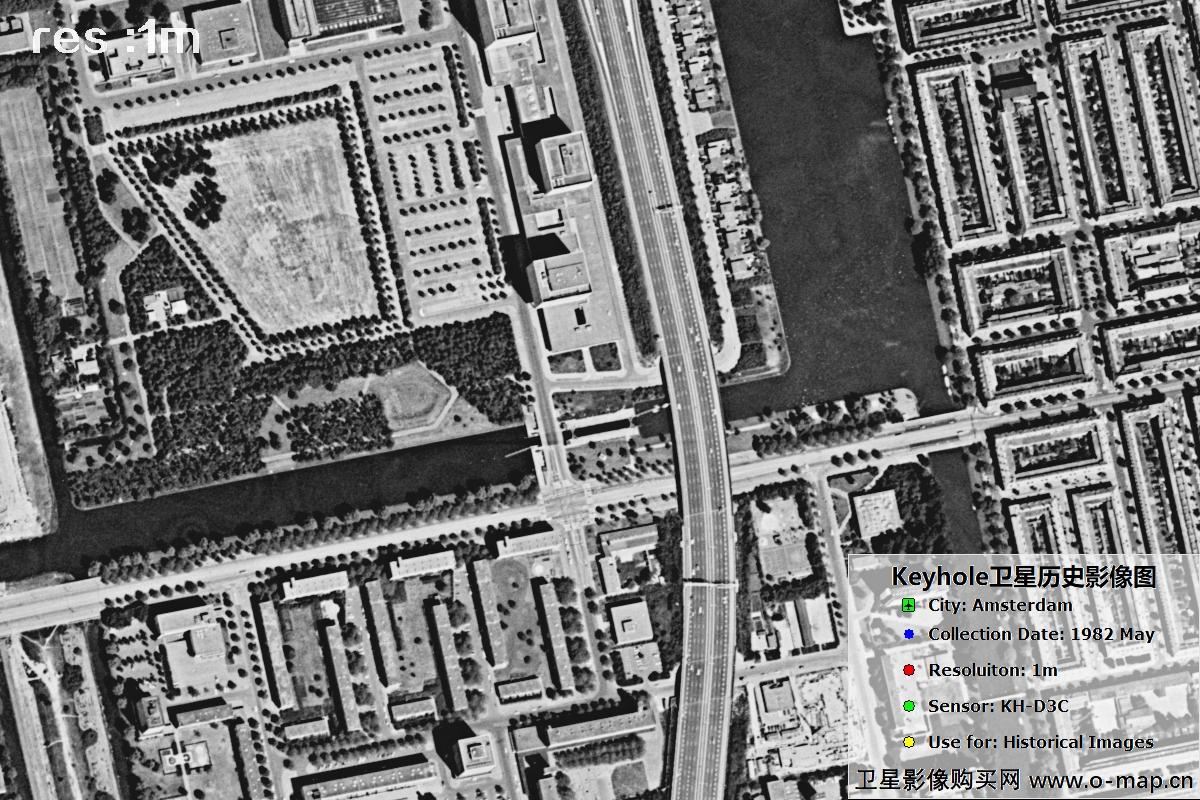 锁眼卫星1982年5月份拍摄的荷兰阿姆斯特丹历史影像图