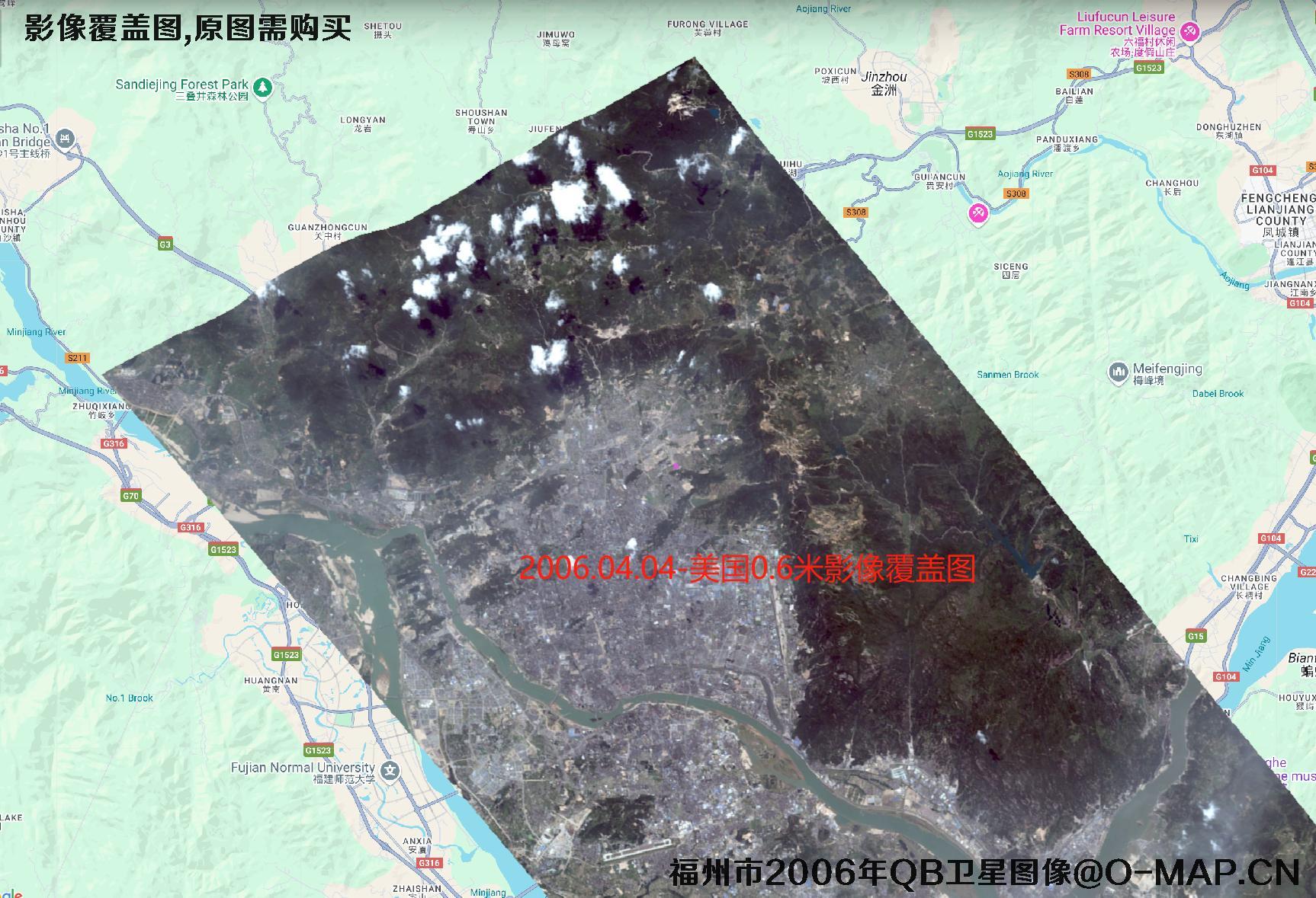 福建省福州市2001年到2009年历史卫星图像
