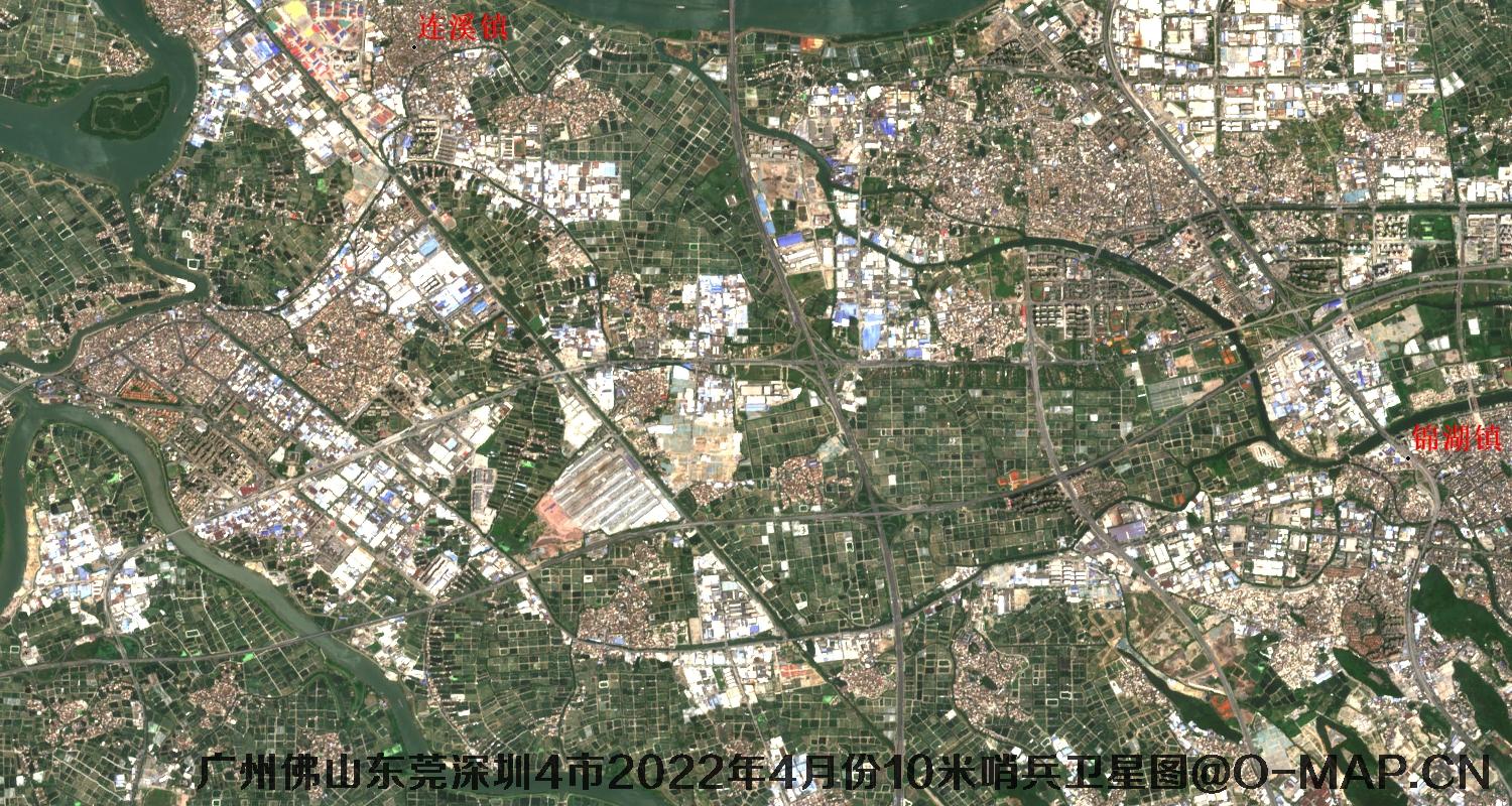 广东省广州市东莞市佛山市深圳市2022年4月份10米哨兵卫星图