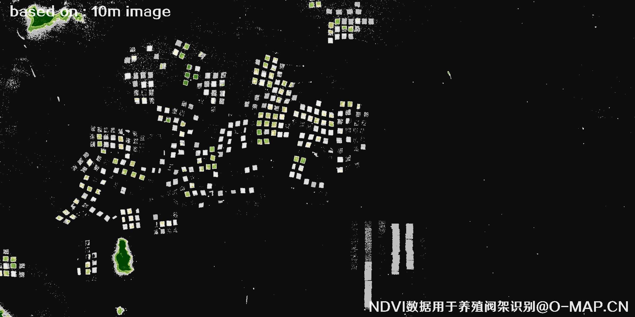 哨兵卫星NDVI数据用于识别海上养殖阀架卫星图