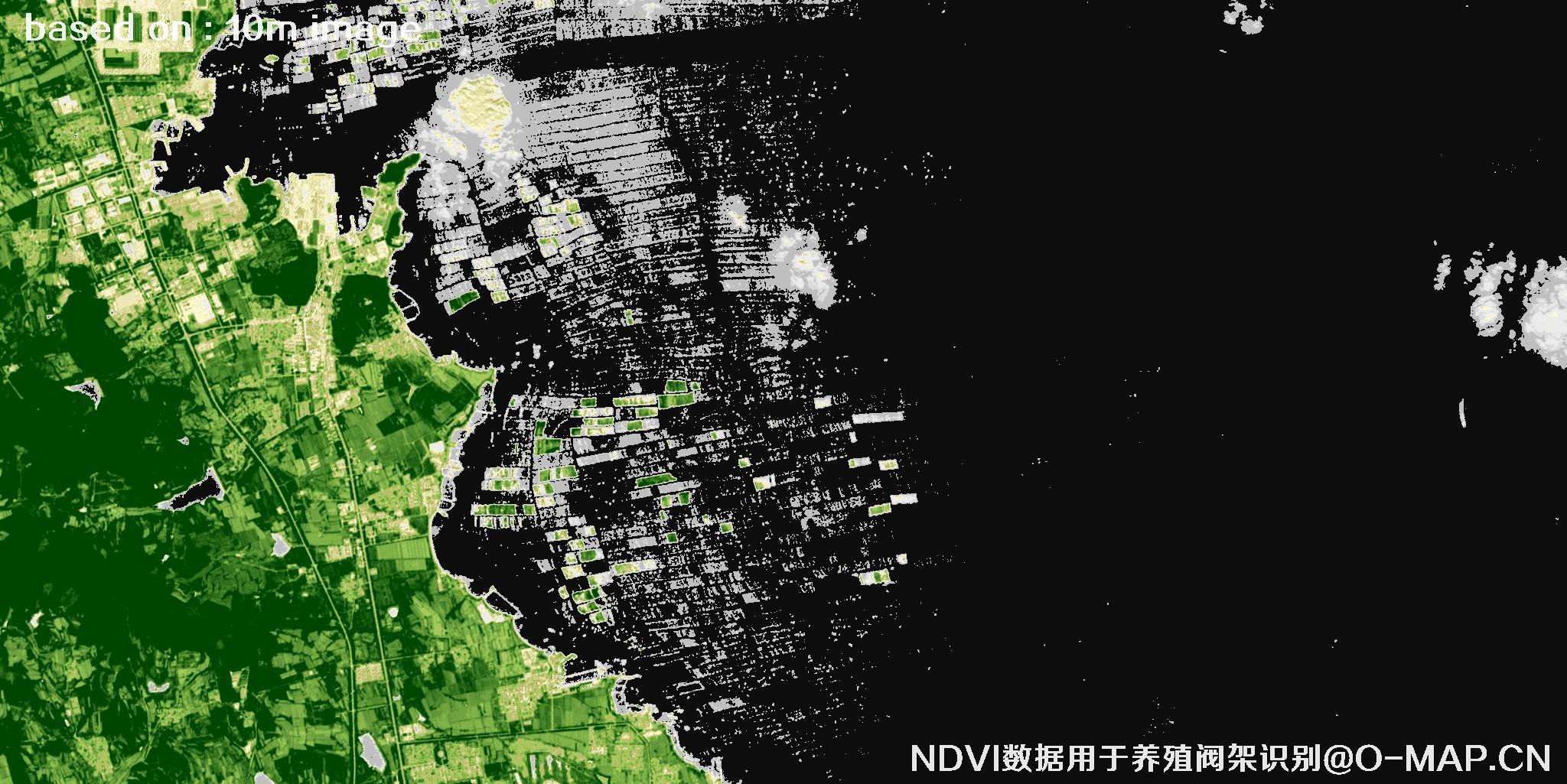 哨兵卫星NDVI数据用于识别海上养殖阀架卫星图