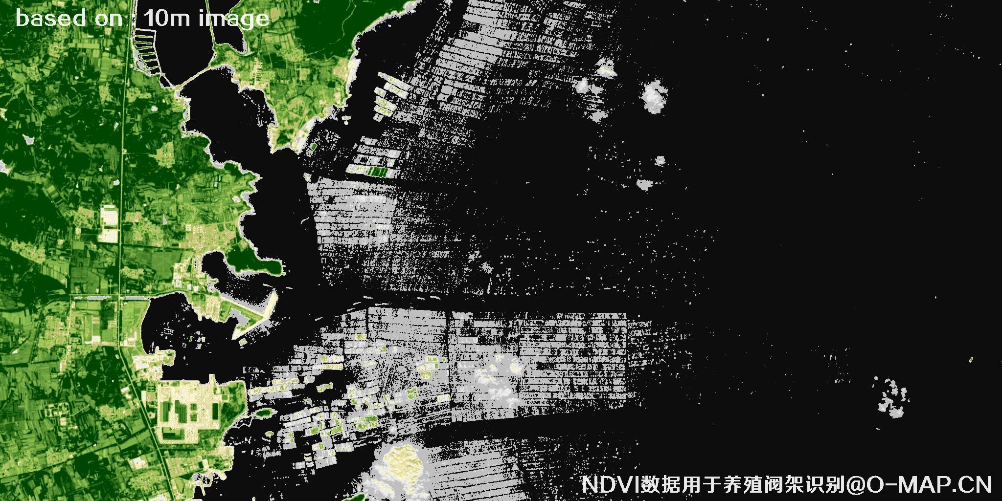 哨兵卫星NDVI数据用于识别海上养殖阀架卫星图