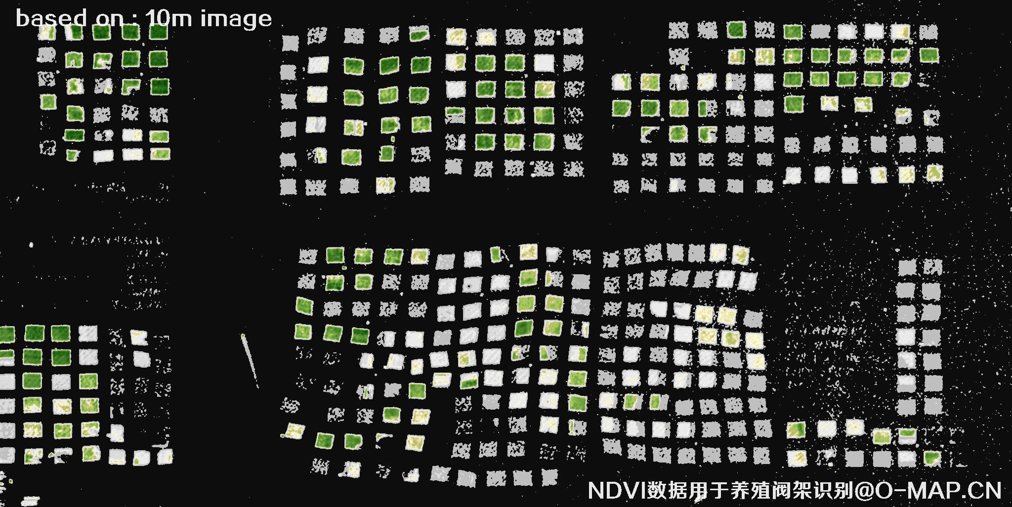 哨兵卫星NDVI数据用于识别海上养殖阀架卫星图