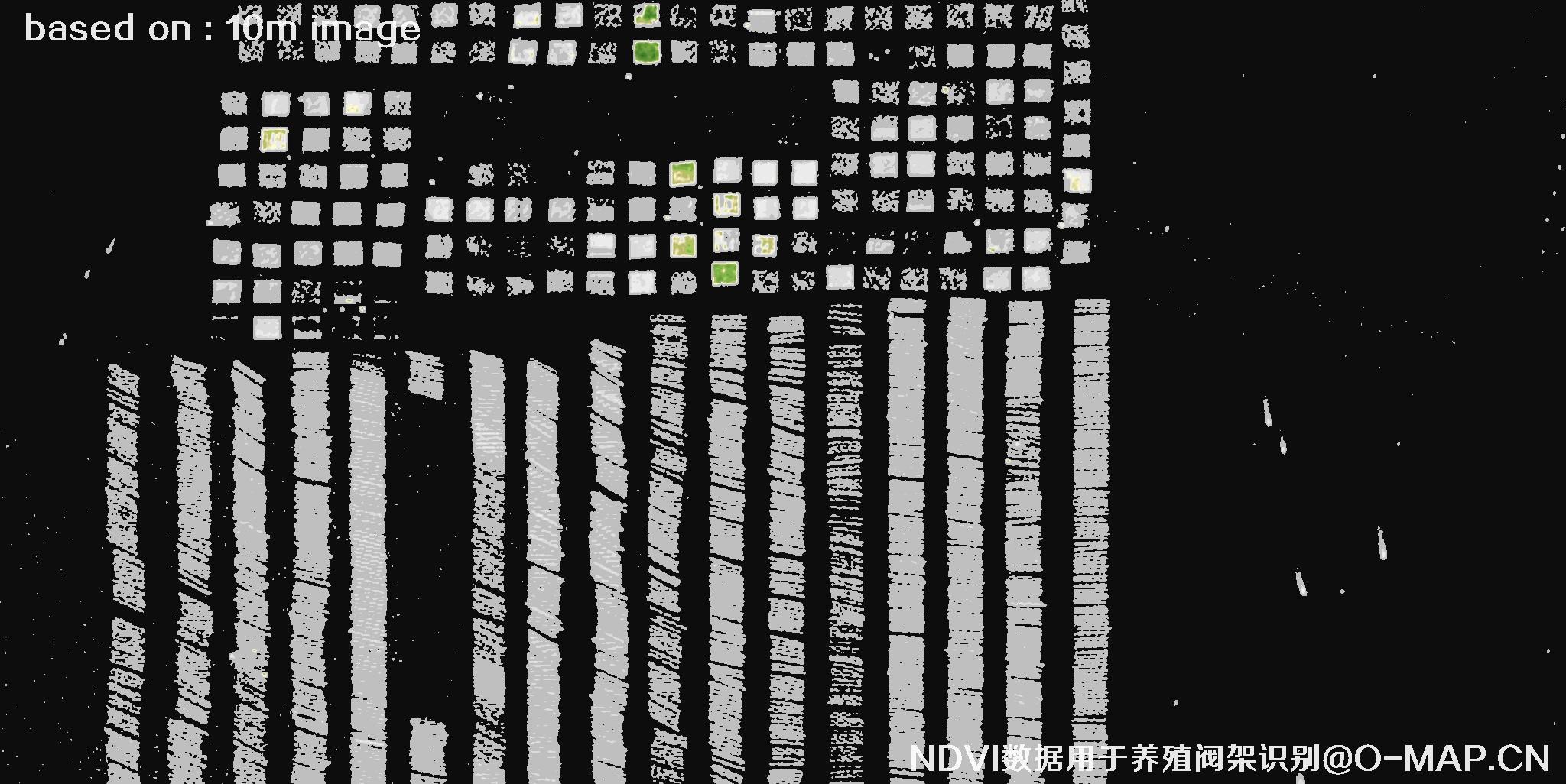 哨兵卫星NDVI数据用于识别海上养殖阀架卫星图