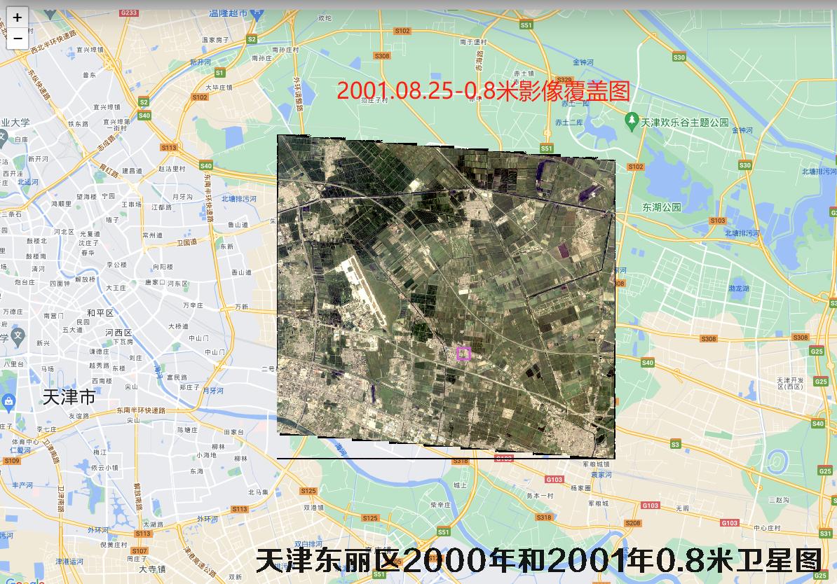 天津市东丽区2000年和2001年0.8米历史卫星图