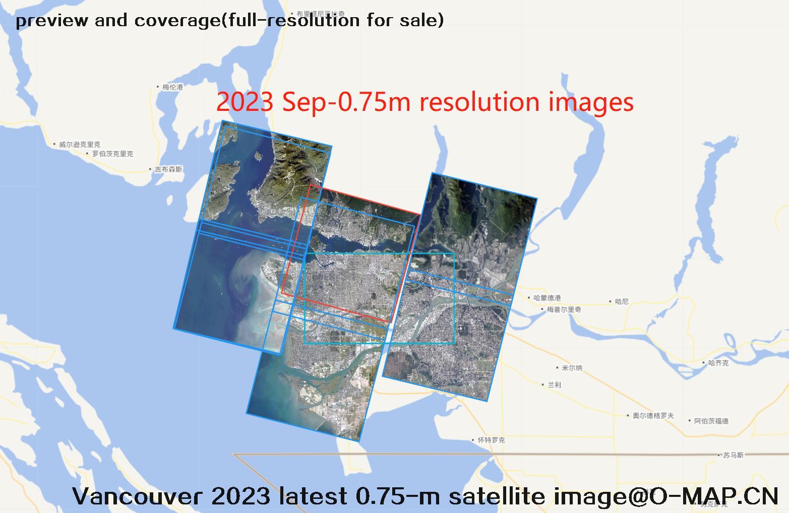 2023 The latest 【0.3-0.5-0.75-0.8-2】 meter  resolution satellite images of Vancouver, Canada