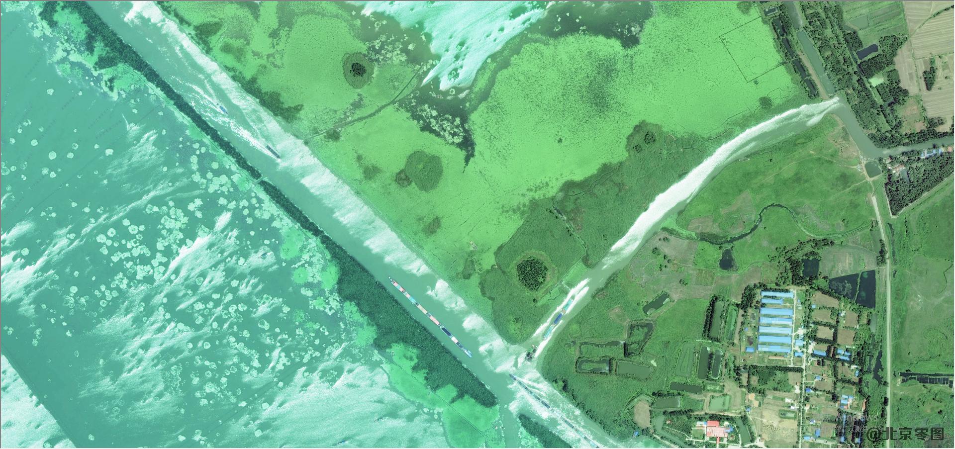 微山湖卫星图-河道浅滩