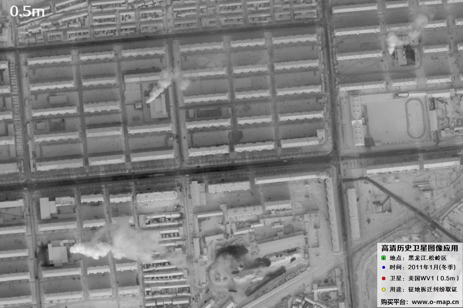 WorldView1卫星2011年拍摄的哈尔滨冬季影像图