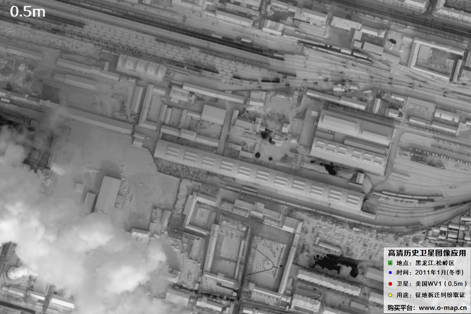 WorldView1卫星2011年拍摄的哈尔滨冬季影像图