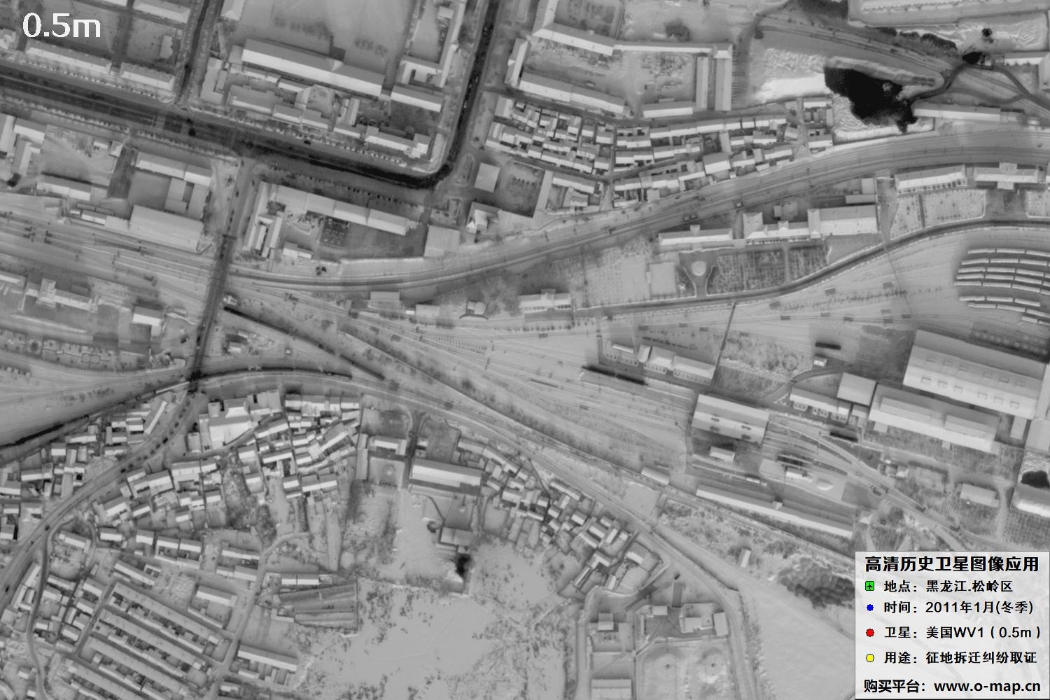 WorldView1卫星2011年拍摄的哈尔滨冬季影像图