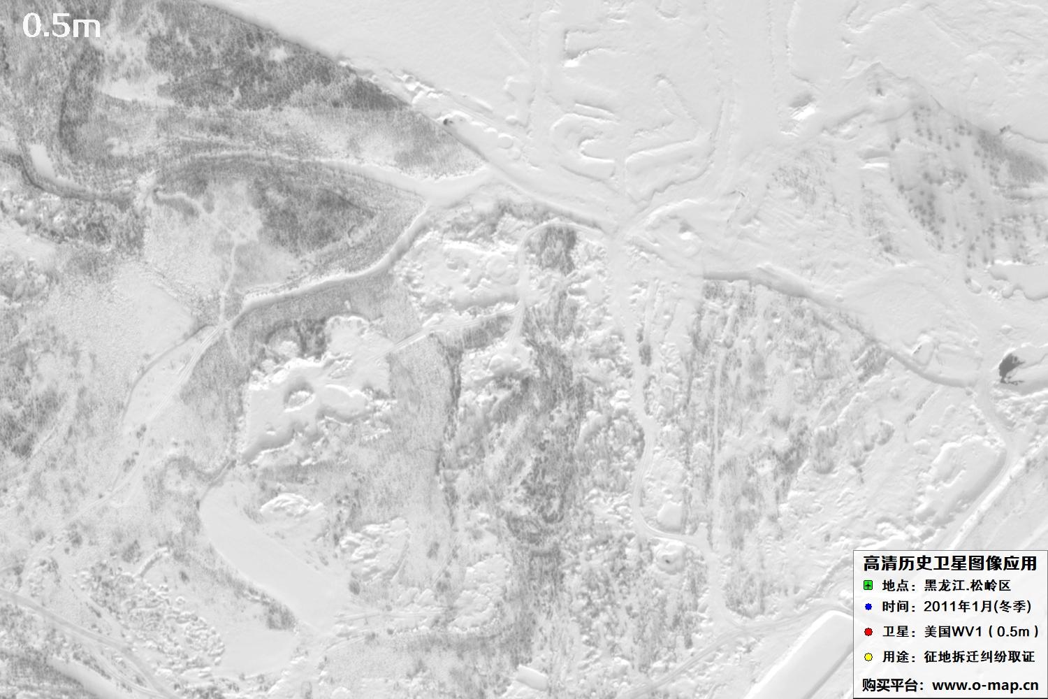 WorldView1卫星2011年拍摄的哈尔滨冬季影像图