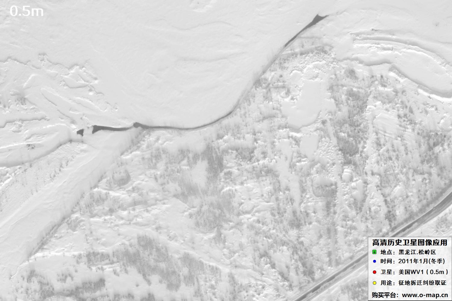 WorldView1卫星2011年拍摄的哈尔滨冬季影像图
