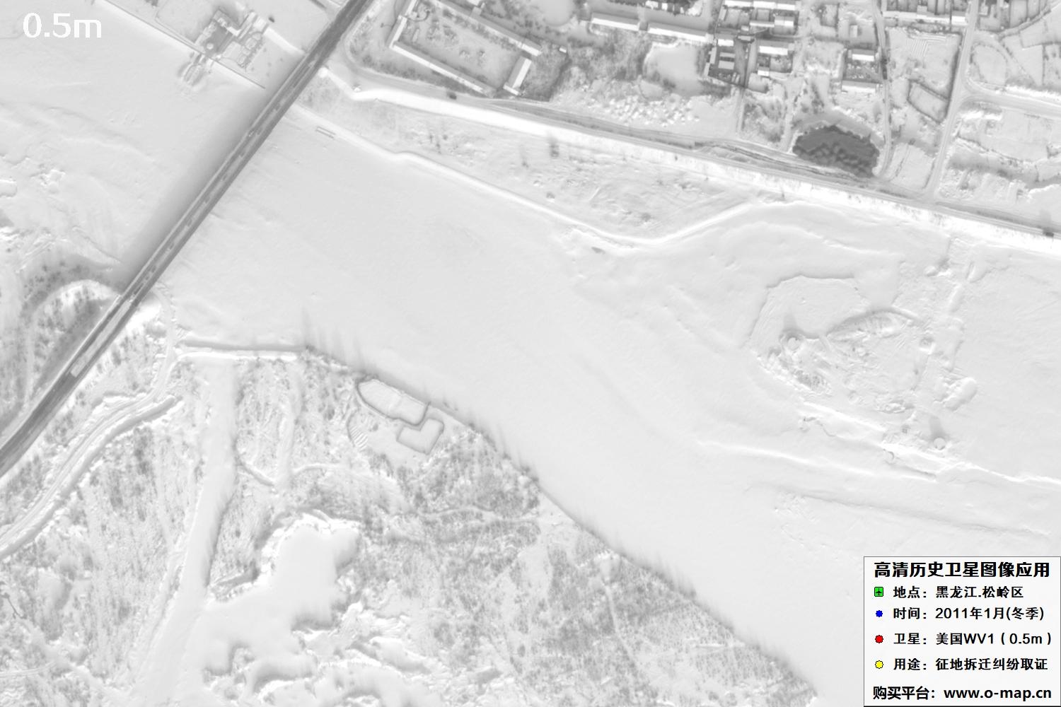 WorldView1卫星2011年拍摄的哈尔滨冬季影像图