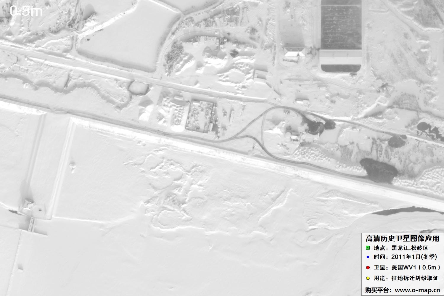 WorldView1卫星2011年拍摄的哈尔滨冬季影像图